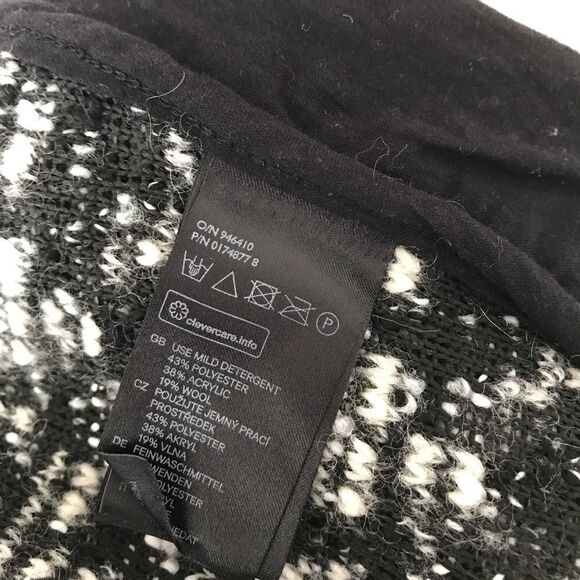H&M Black White Open Front Wool Sweater SZ Small - Picture 3 of 8